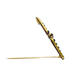 Broche Barrette en or jaune et grenats - Castafiore