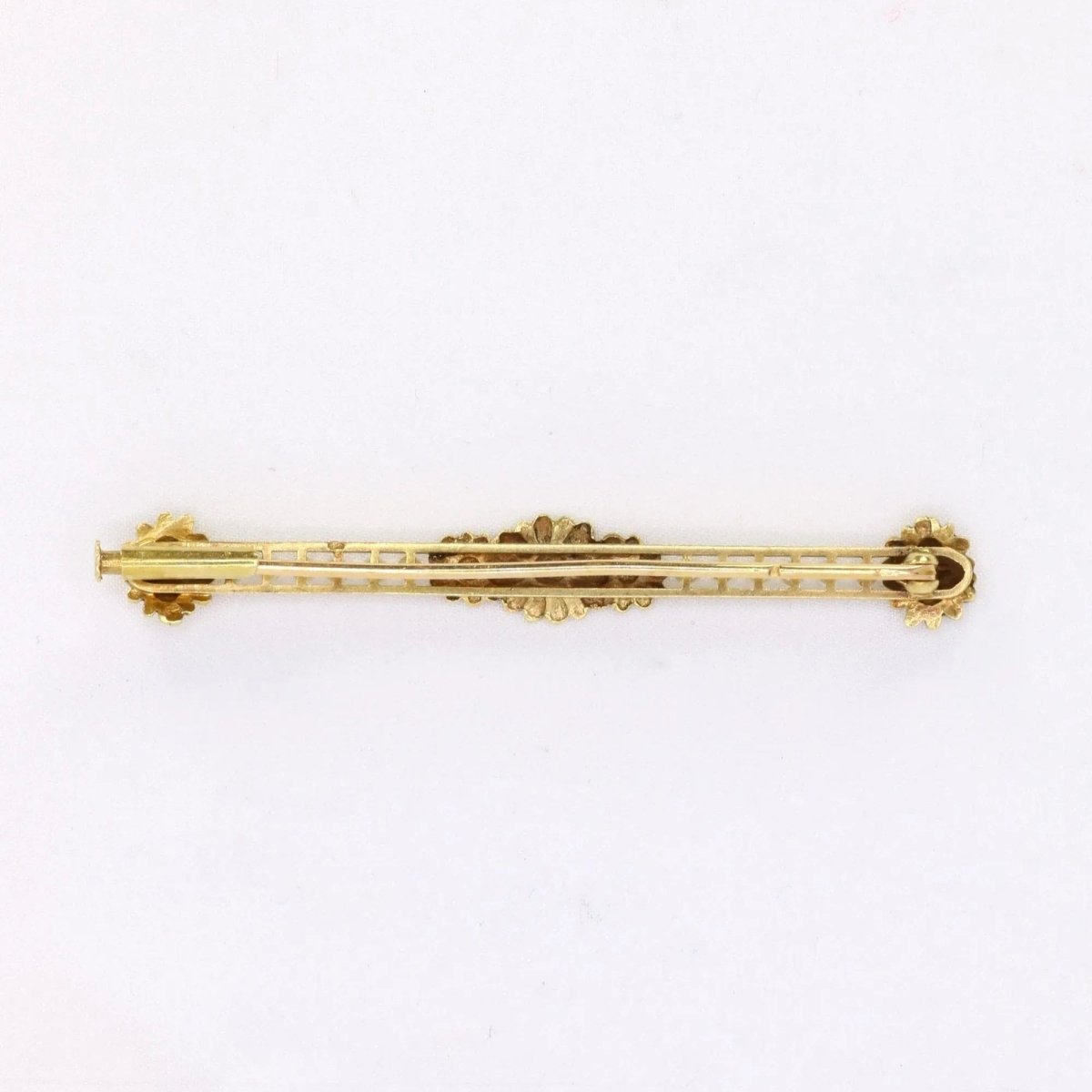 Broche barrette en or jaune et perles fines - Castafiore