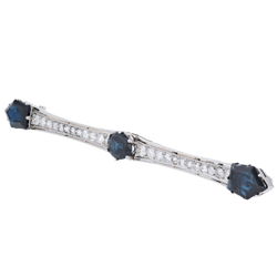 Broche Barrette en or jaune, or blanc, saphirs et diamants - Castafiore