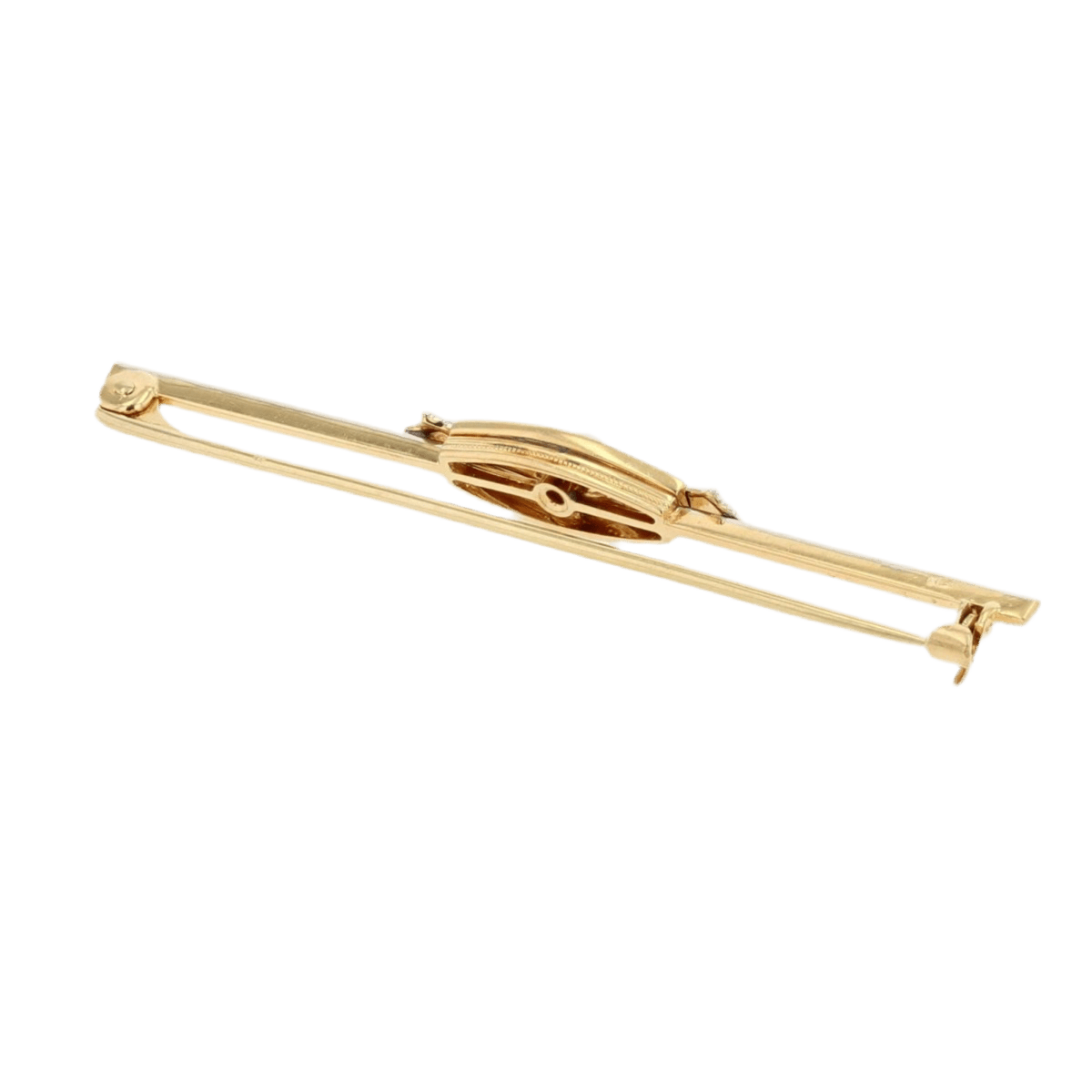 Broche Barrette en or jaune, perle, émail et diamants - Castafiore