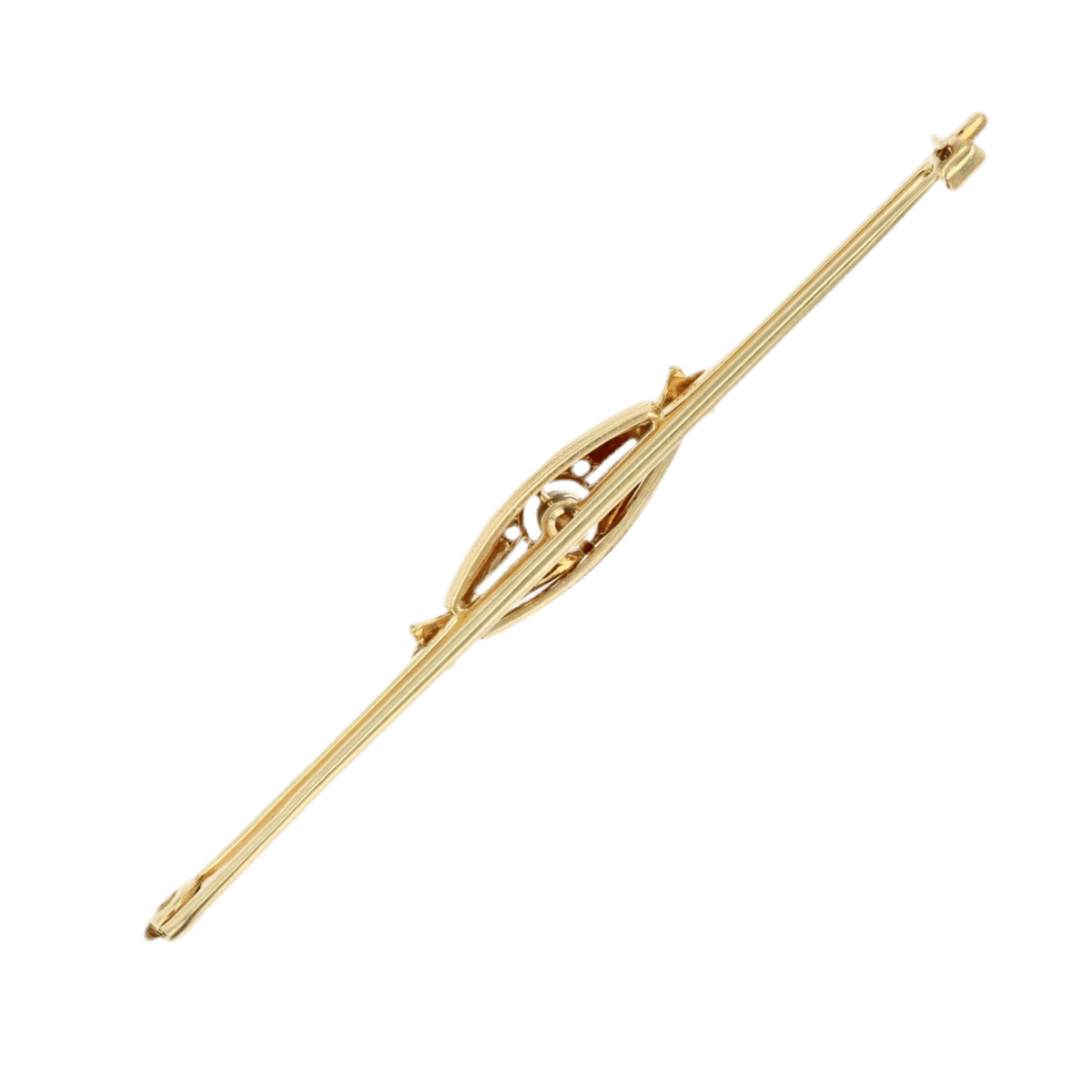 Broche Barrette en or jaune, perle, émail et diamants - Castafiore