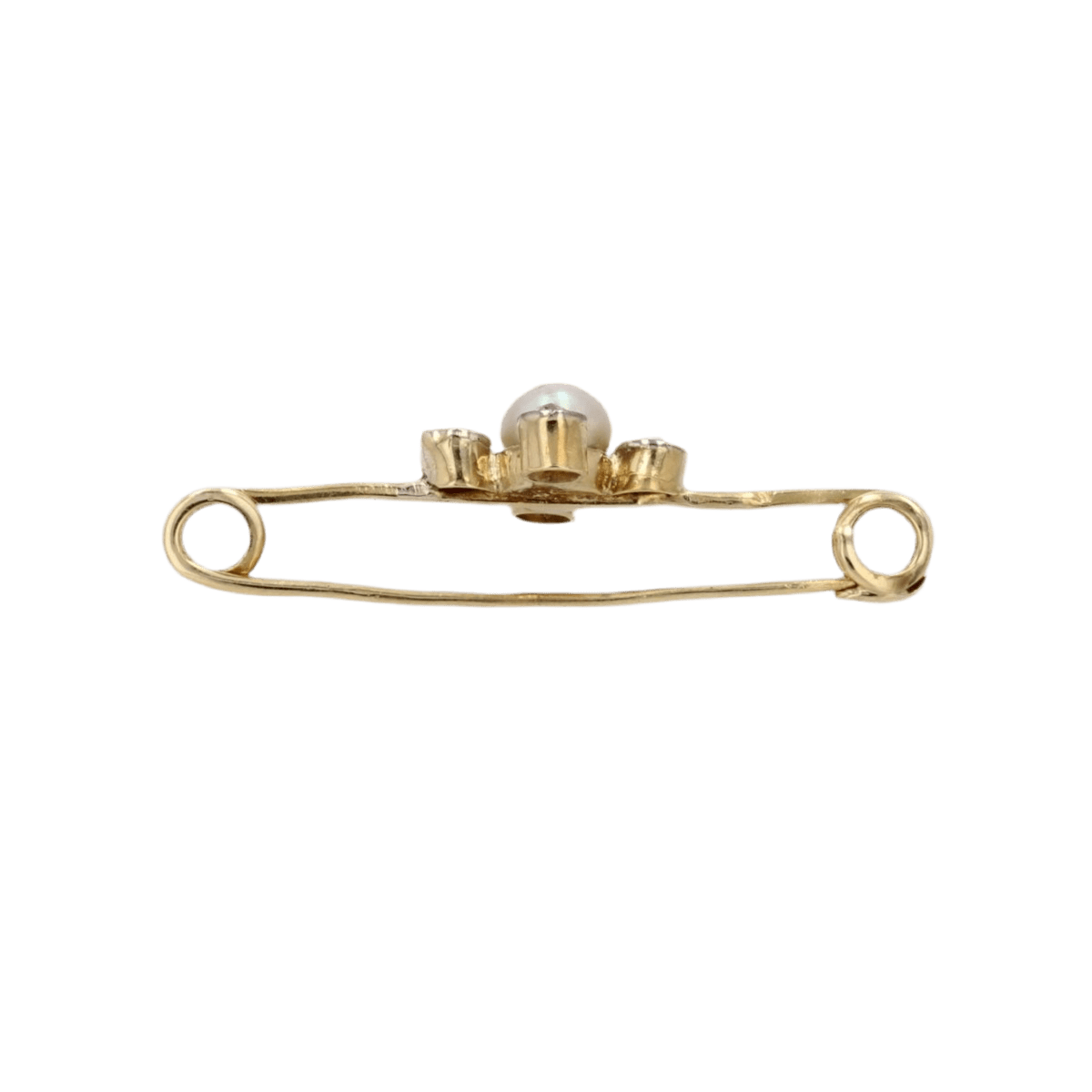 Broche Barrette en or jaune, perle et diamants - Castafiore