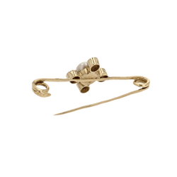 Broche Barrette en or jaune, perle et diamants - Castafiore