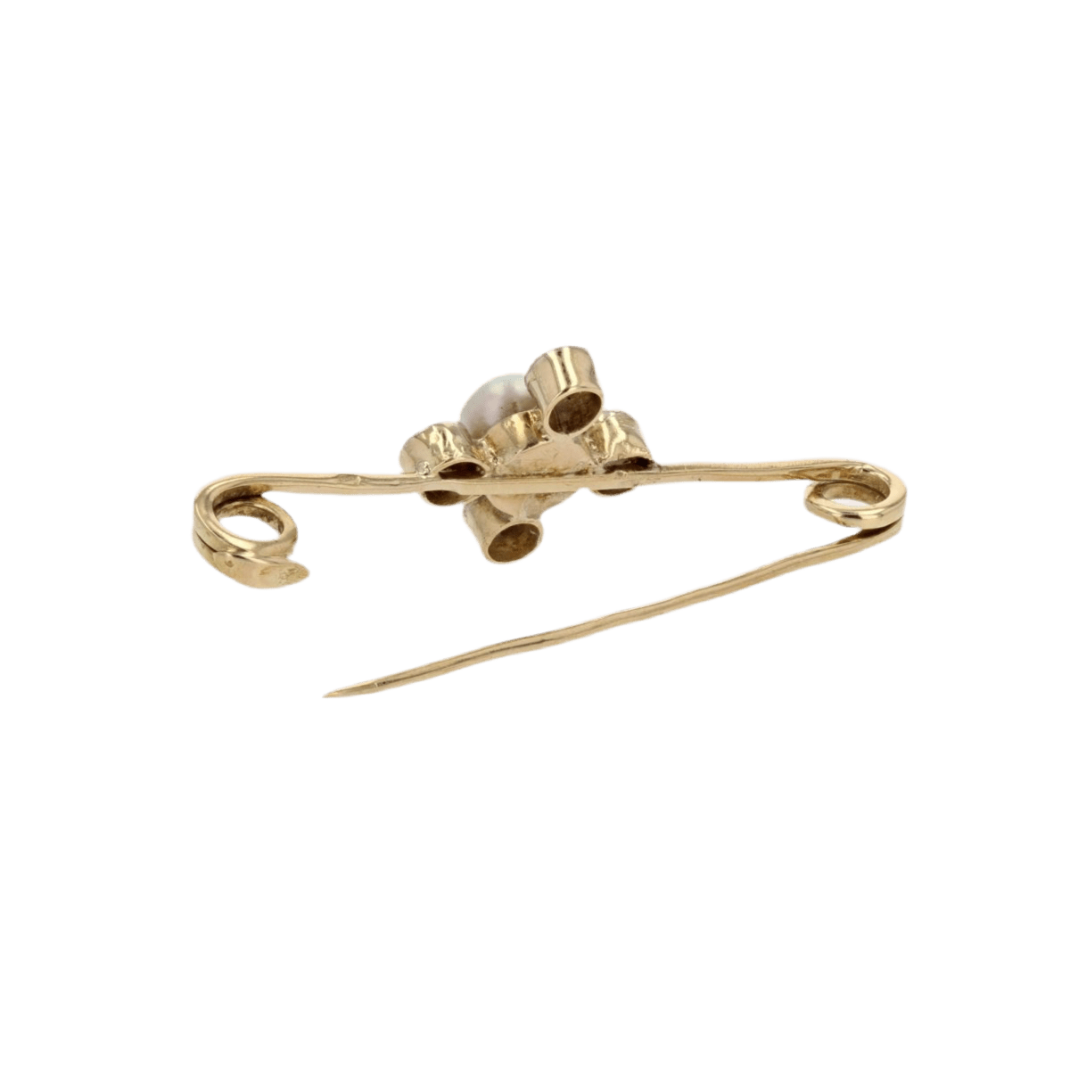 Broche Barrette en or jaune, perle et diamants - Castafiore