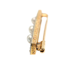 Broche Barrette en or jaune, perles et diamants - Castafiore