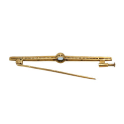 Broche Barrette en or jaune, platine, aigue - marine, diamants - Castafiore