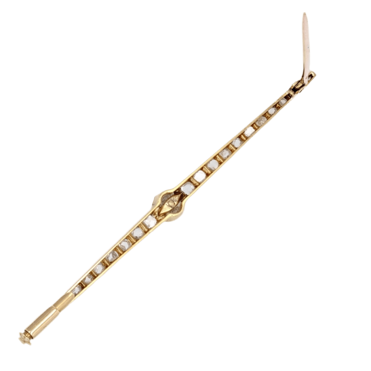 Broche Barrette en or jaune, platine, perle et diamants - Castafiore