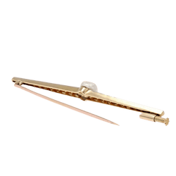 Broche Barrette en or jaune, platine, perle et diamants - Castafiore