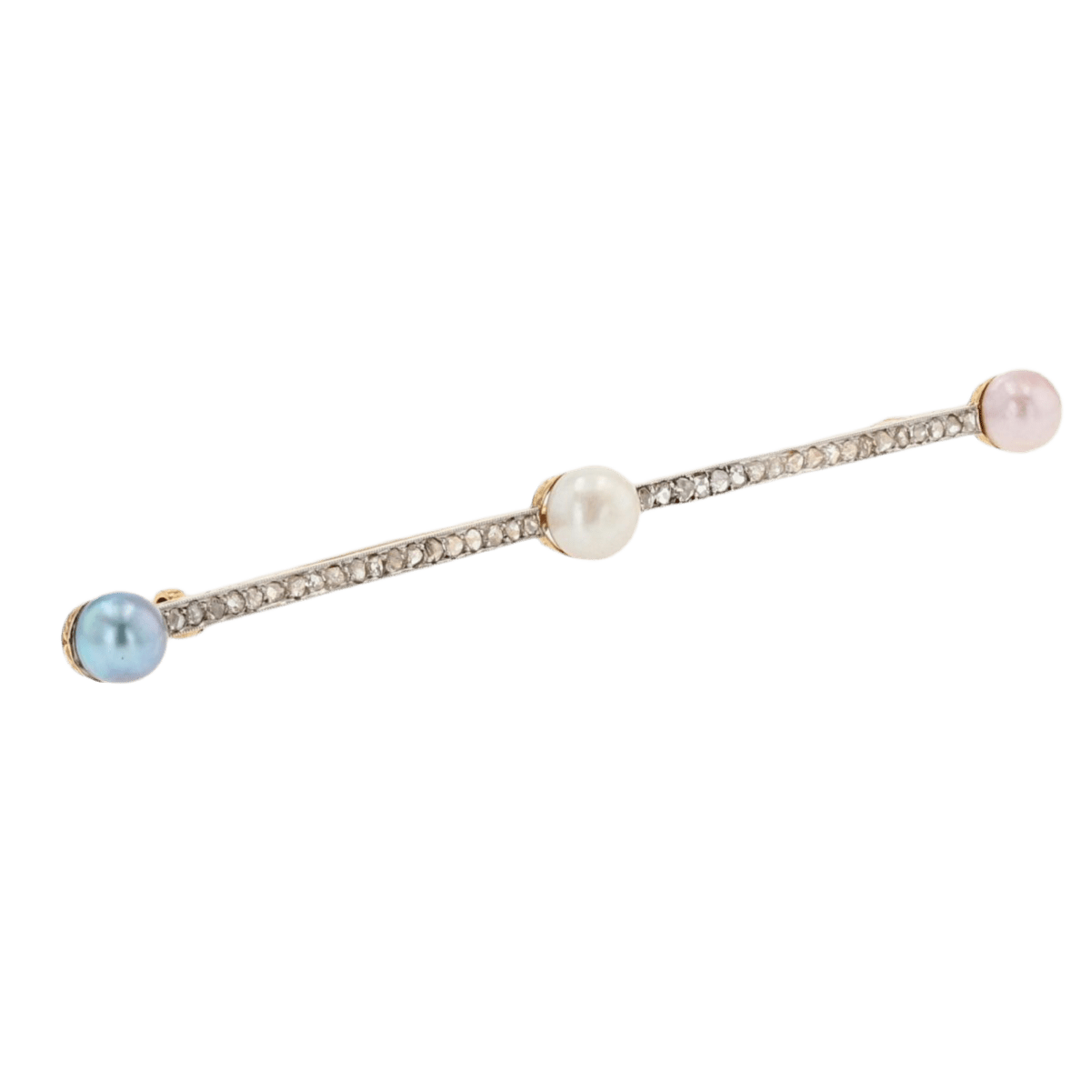 Broche Barrette en or jaune, platine, perles et diamants - Castafiore