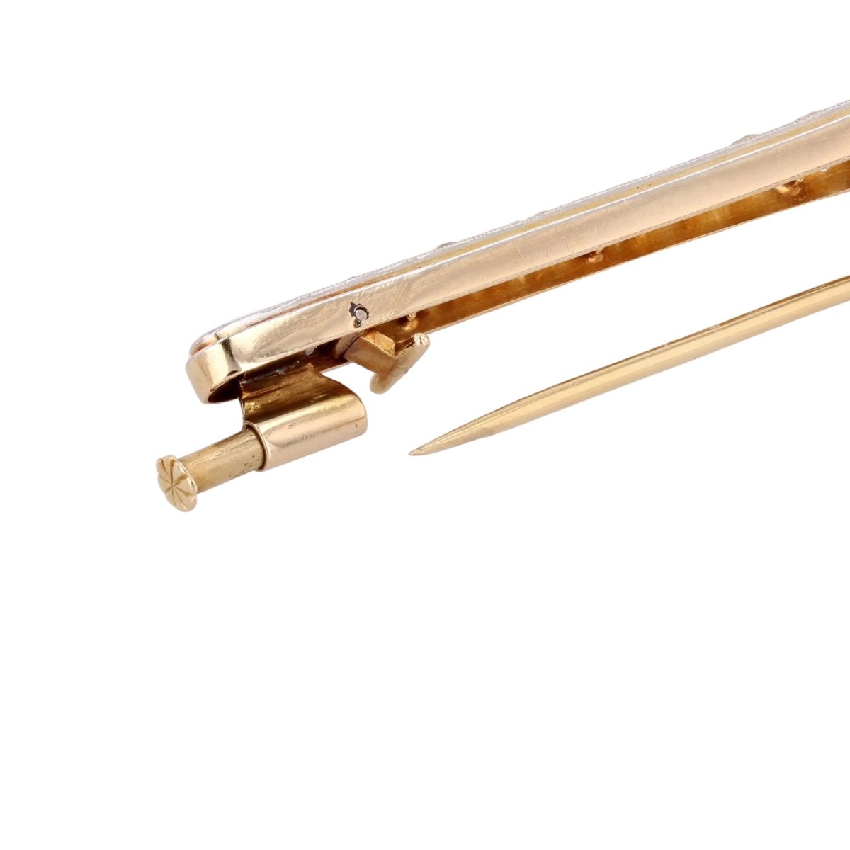 Broche Barrette en or jaune, platine, saphir et diamants - Castafiore