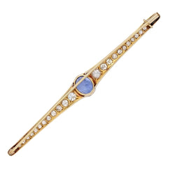 Broche Barrette en or jaune, platine, saphir et diamants - Castafiore