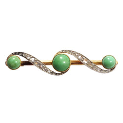 Broche Barrette en or jaune, platine, turquoise et diamants - Castafiore