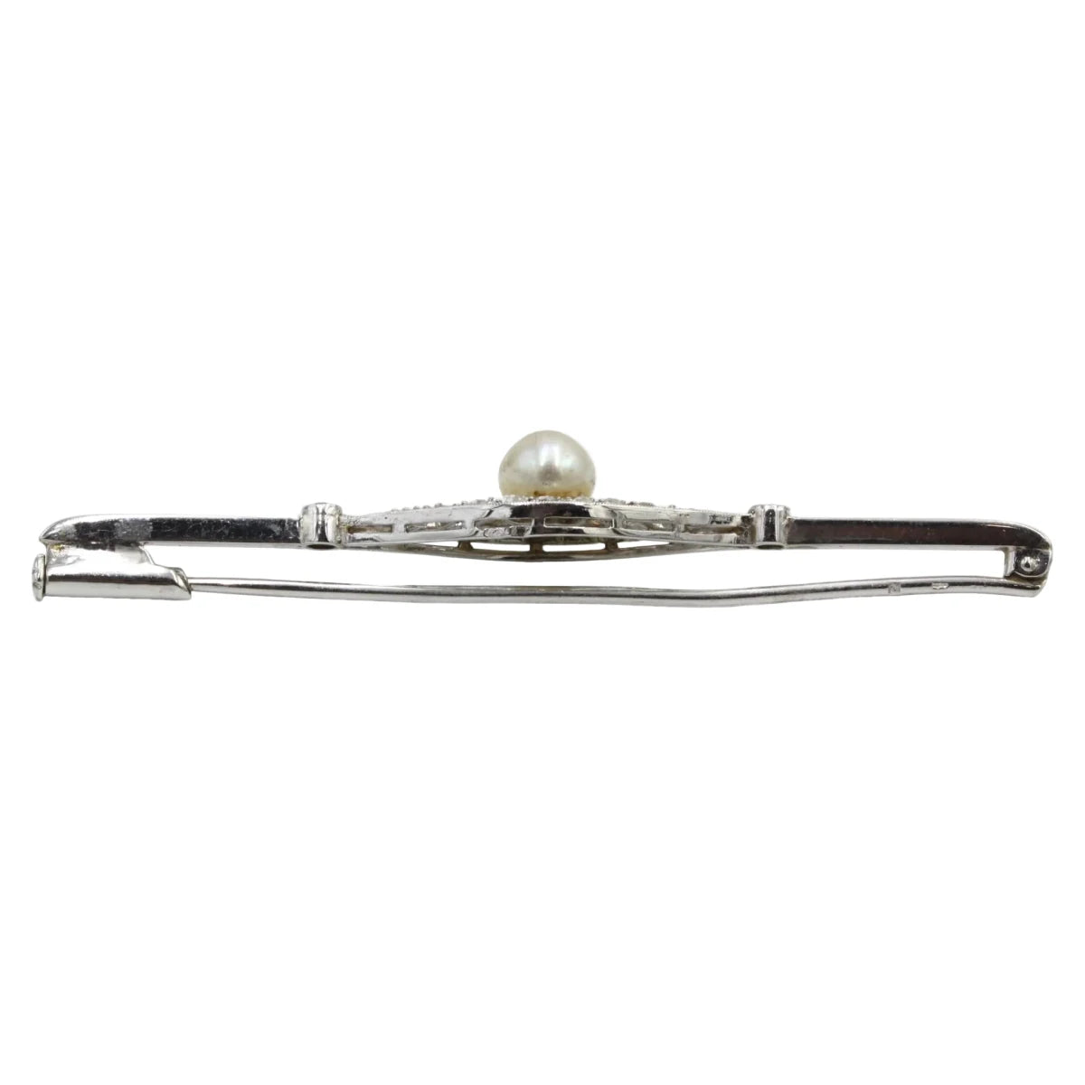 Broche Barrette en or, platine, perle et diamants - Castafiore