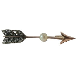 Broche Barrette en or rose, perle et diamants - Castafiore