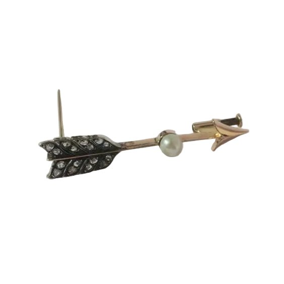 Broche Barrette en or rose, perle et diamants - Castafiore