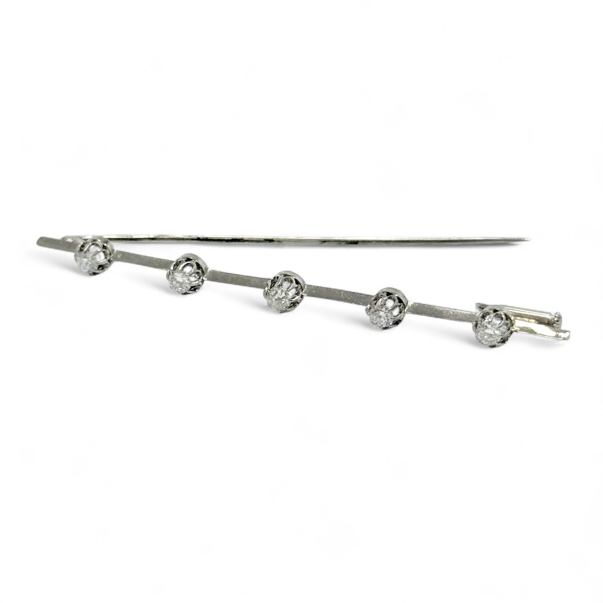 Broche barrette en platine et diamants - Castafiore