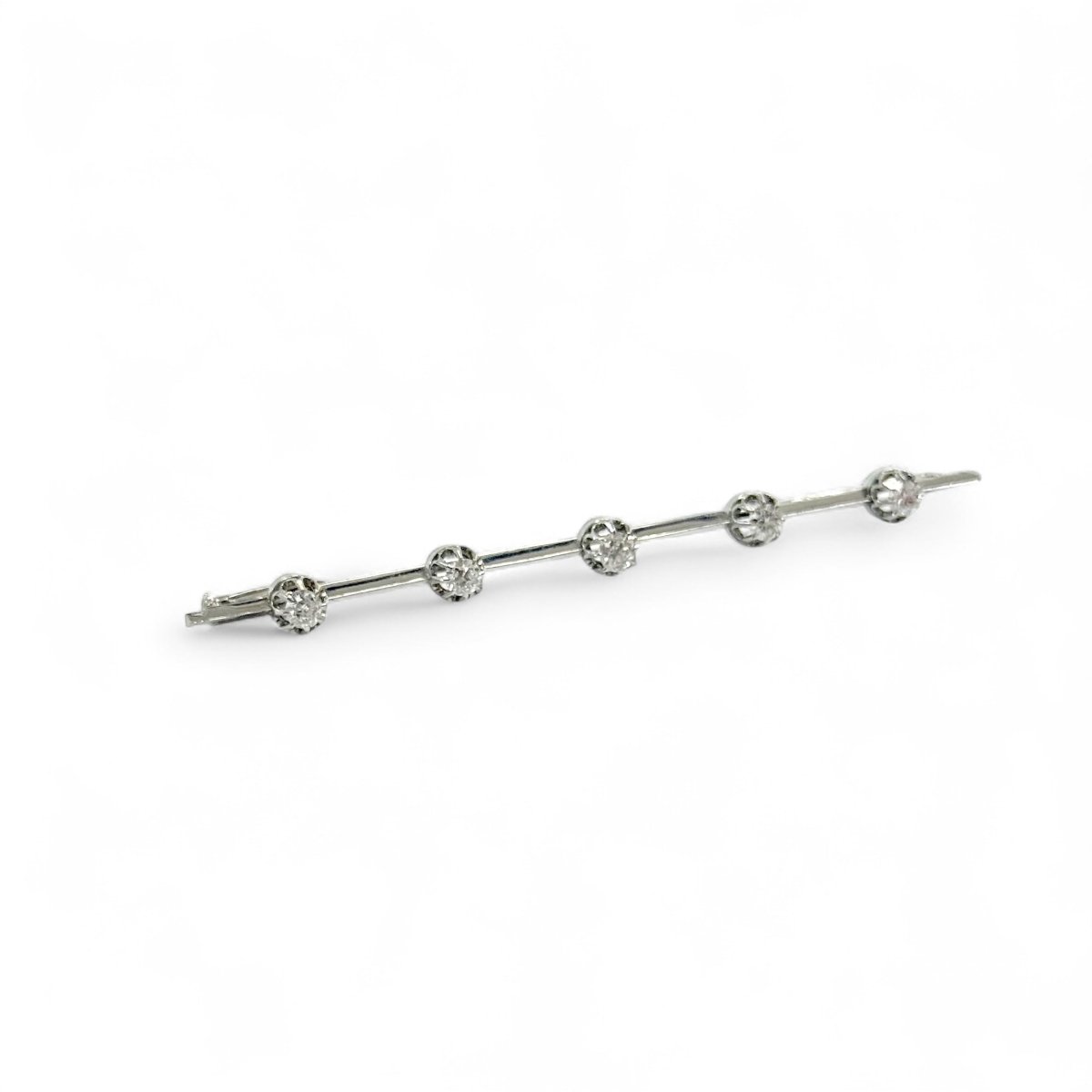 Broche barrette en platine et diamants - Castafiore