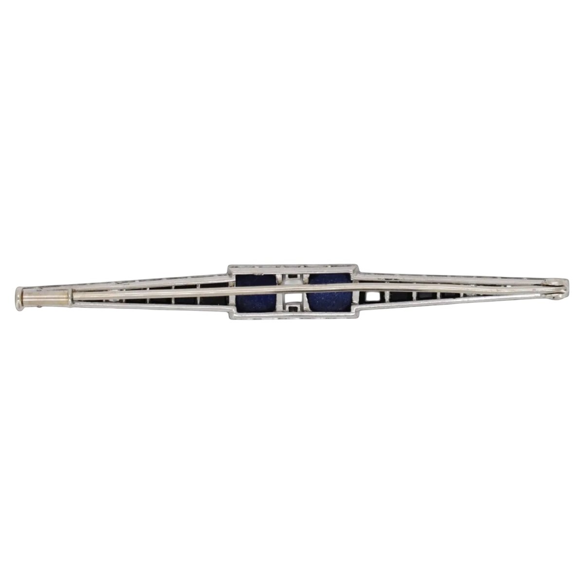 Broche Barrette en platine, lapis-lazuli, onyx et diamants - Castafiore