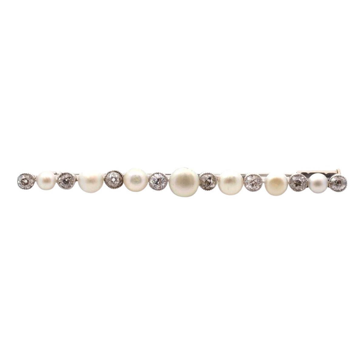 Broche Barrette en platine, perles et diamants - Castafiore
