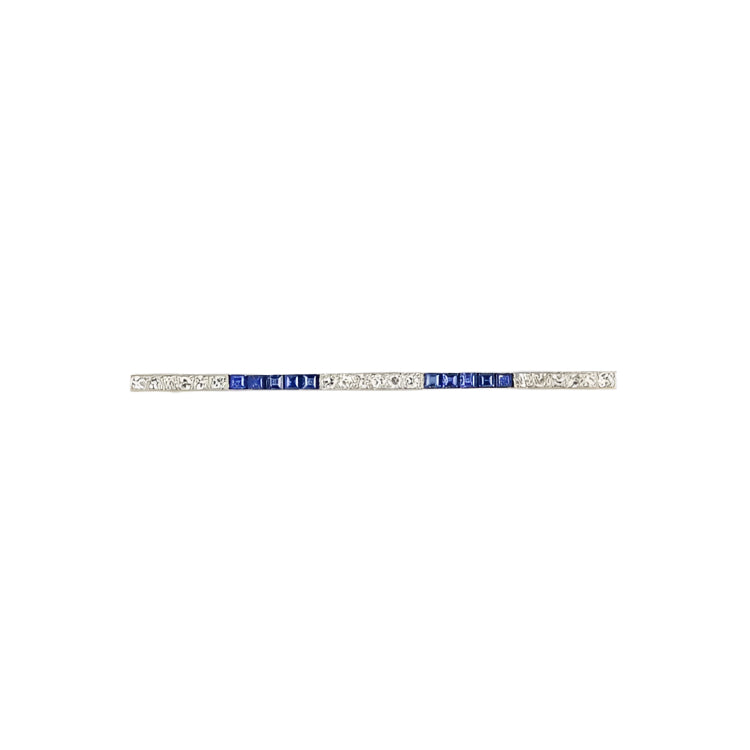 Broche barrette en platine, saphirs et diamants - Castafiore