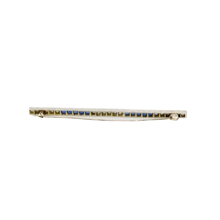 Broche barrette en platine, saphirs et diamants - Castafiore