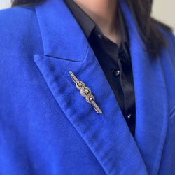 Broche barrette - Or, Argent, Diamants