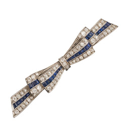 Broche Barrette Ruban en diamants et saphirs - Castafiore