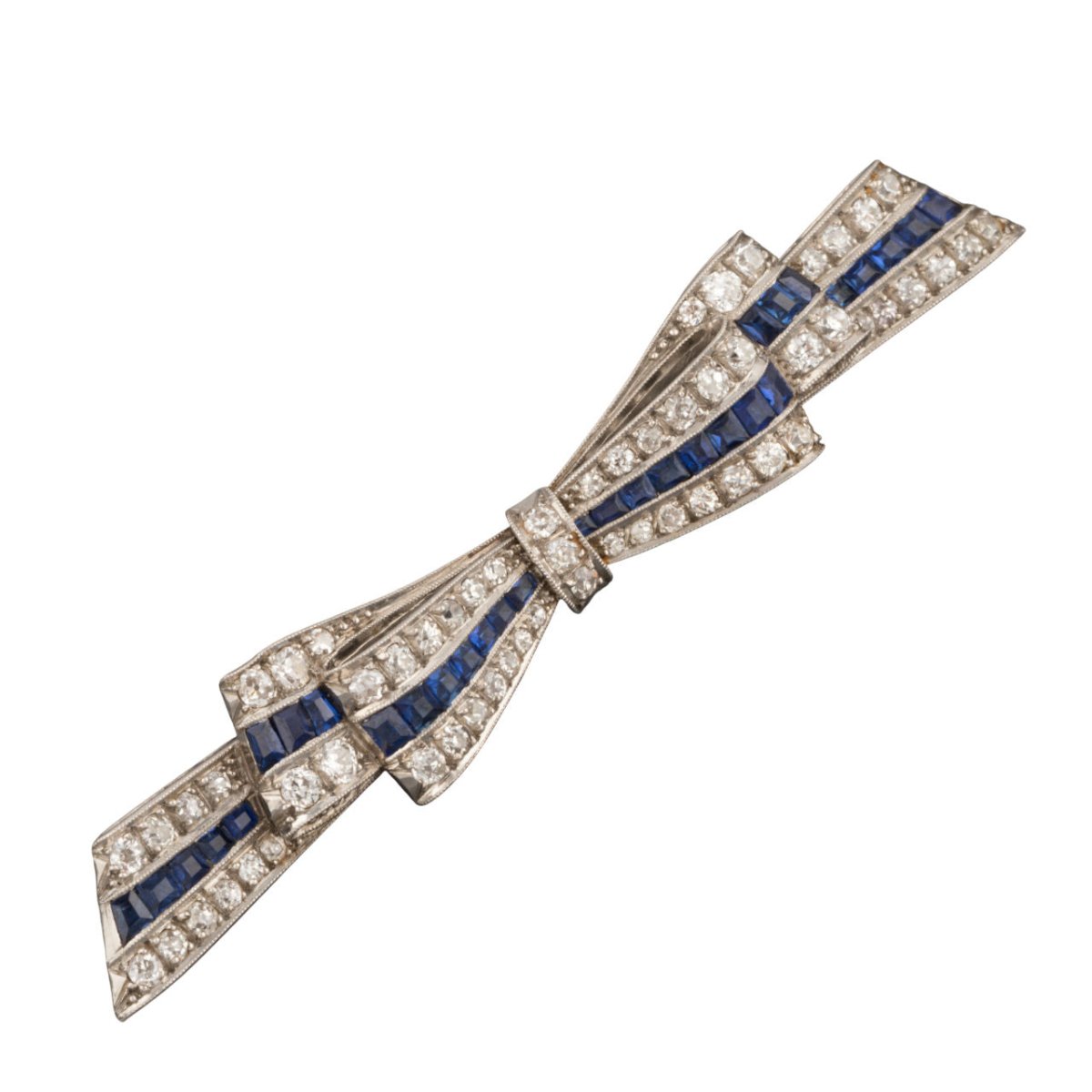 Broche Barrette Ruban en diamants et saphirs - Castafiore