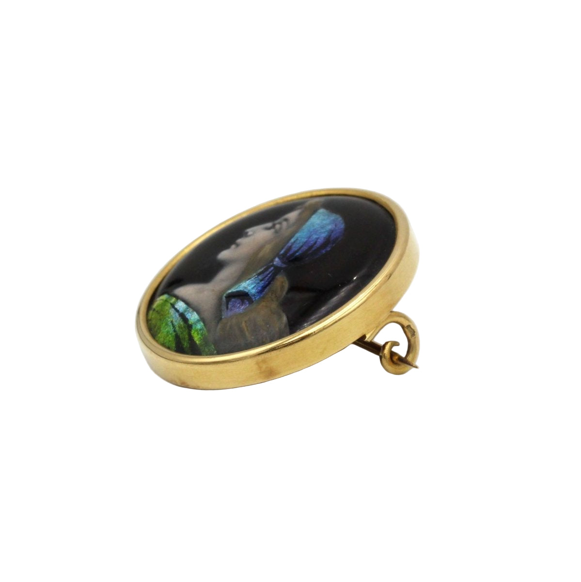 Broche C. FAURE Limoges en or jaune et émail - Castafiore