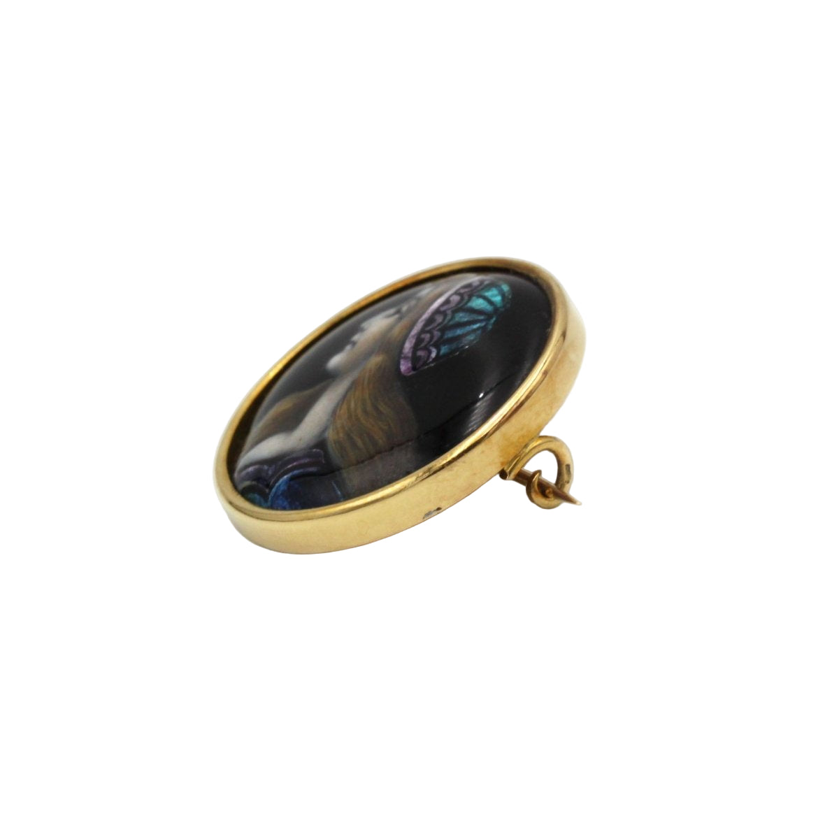 Broche C. FAURE Limoges en or jaune et émail - Castafiore