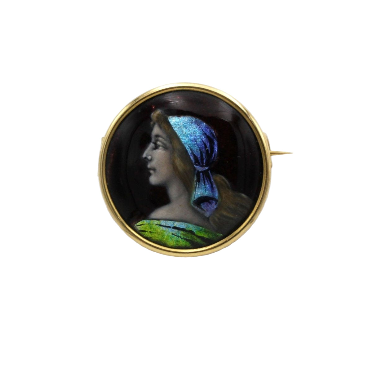 Broche C. FAURE Limoges en or jaune et émail - Castafiore