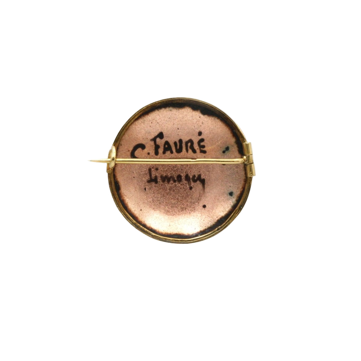 Broche C. FAURE Limoges en or jaune et émail - Castafiore