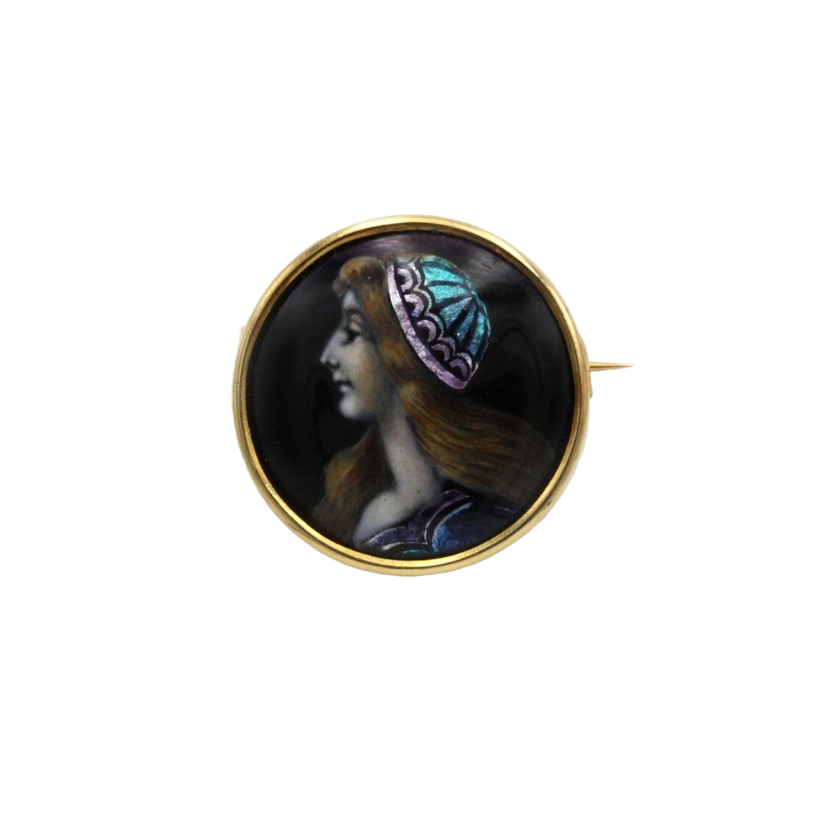 Broche C. FAURE Limoges en or jaune et émail - Castafiore