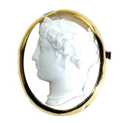 Broche Camée en or jaune et agate - Castafiore
