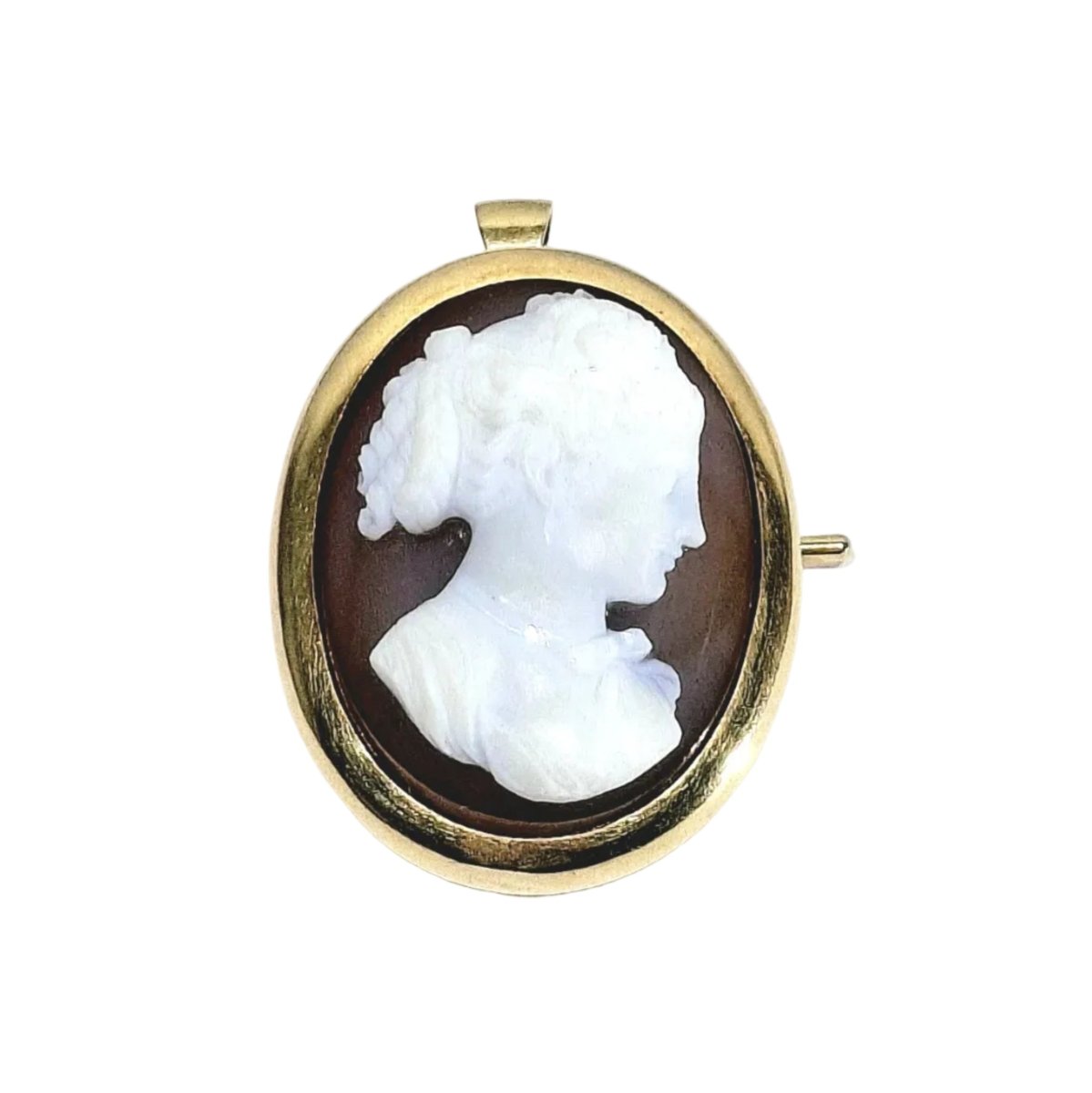 Broche Camée en or rose et agate - Castafiore