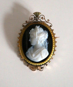 Broche Camée Sur Onyx Napoléon III