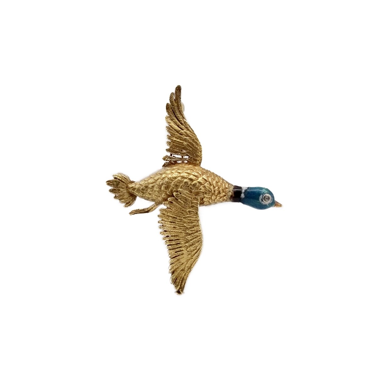 Broche canard en or jaune et diamant - Castafiore