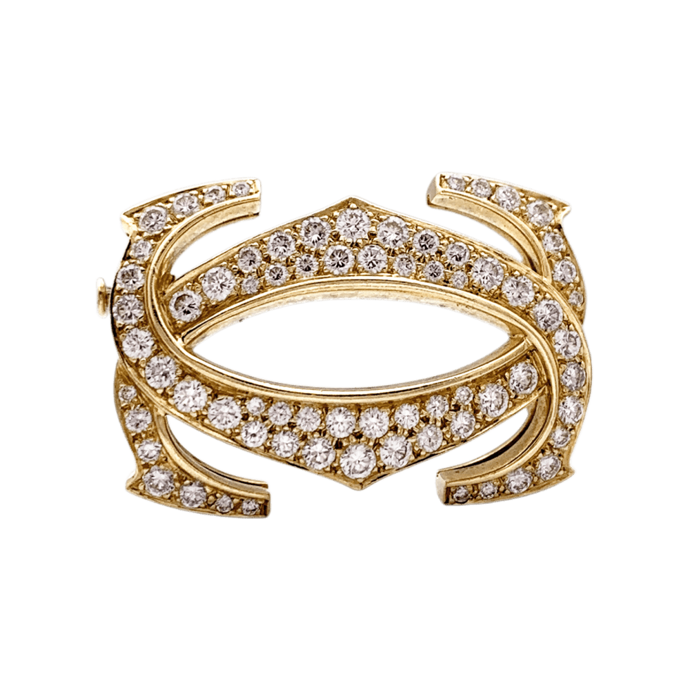 Broche CARTIER "Double C" en or jaune et diamants - Castafiore