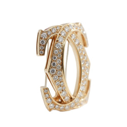 Broche CARTIER Double C en or jaune et diamants - Castafiore