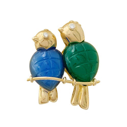 Broche Cartier "Les Inséparables" or jaune, diamants, pierres de couleur - Castafiore