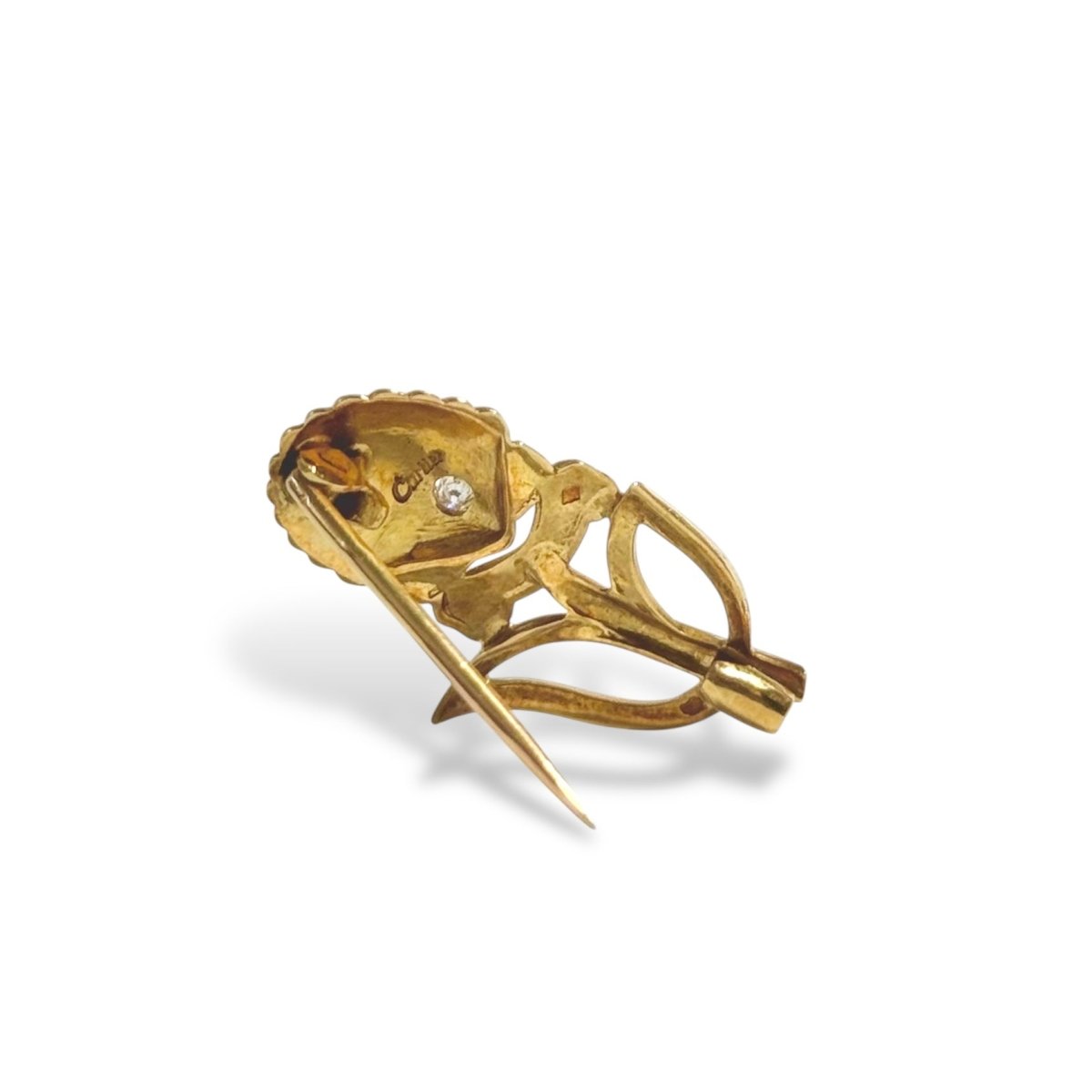 Broche CARTIER Shell en or jaune et diamant - Castafiore
