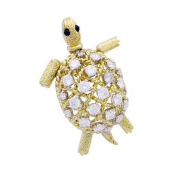 Broche CARTIER vintage, "Tortue", or jaune et diamants - Castafiore