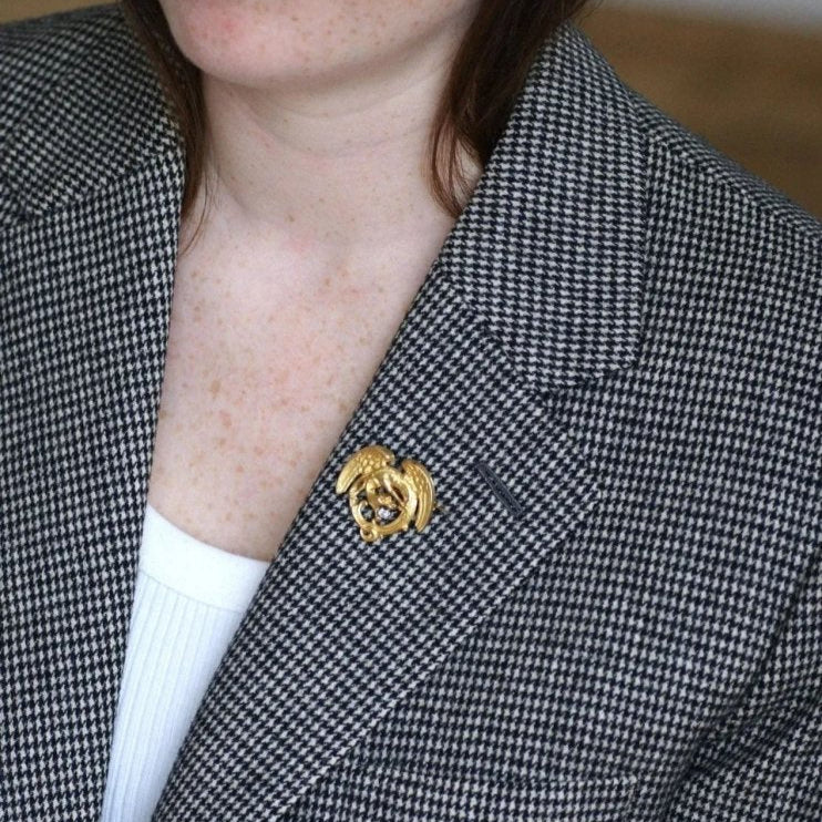 Broche Chimère Ancienne Or et Diamant - Castafiore