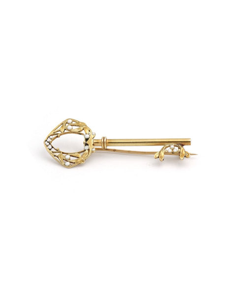 Broche Ancienne En Forme De Clé - Bijou Vintage De Collection - Très Bon État
