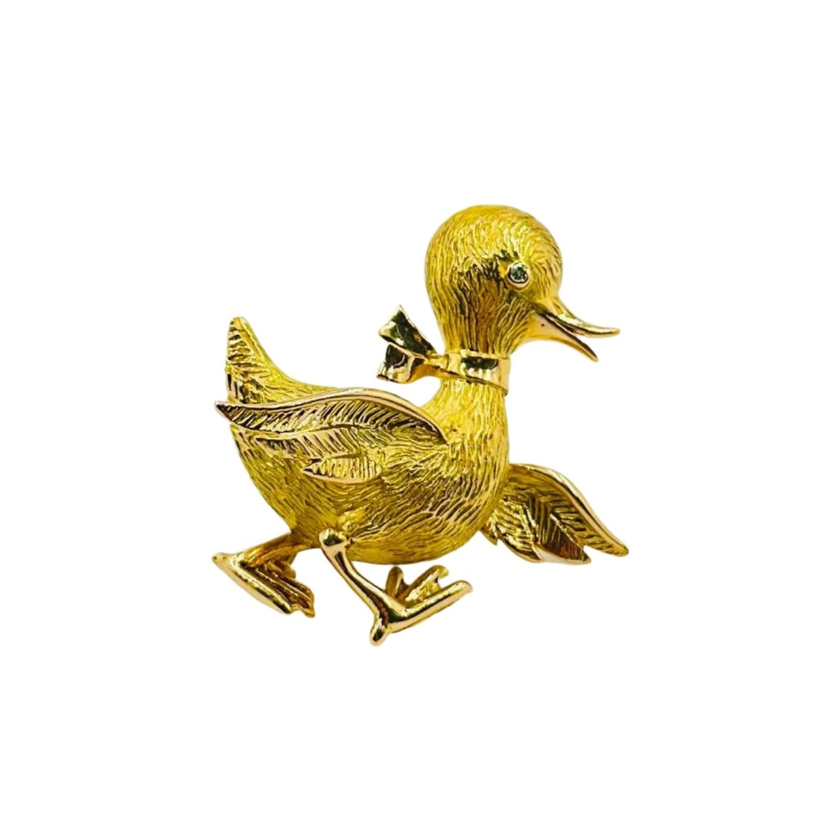 Broche Clip BOUCHERON "Canard marchant" en or jaune et diamant - Castafiore