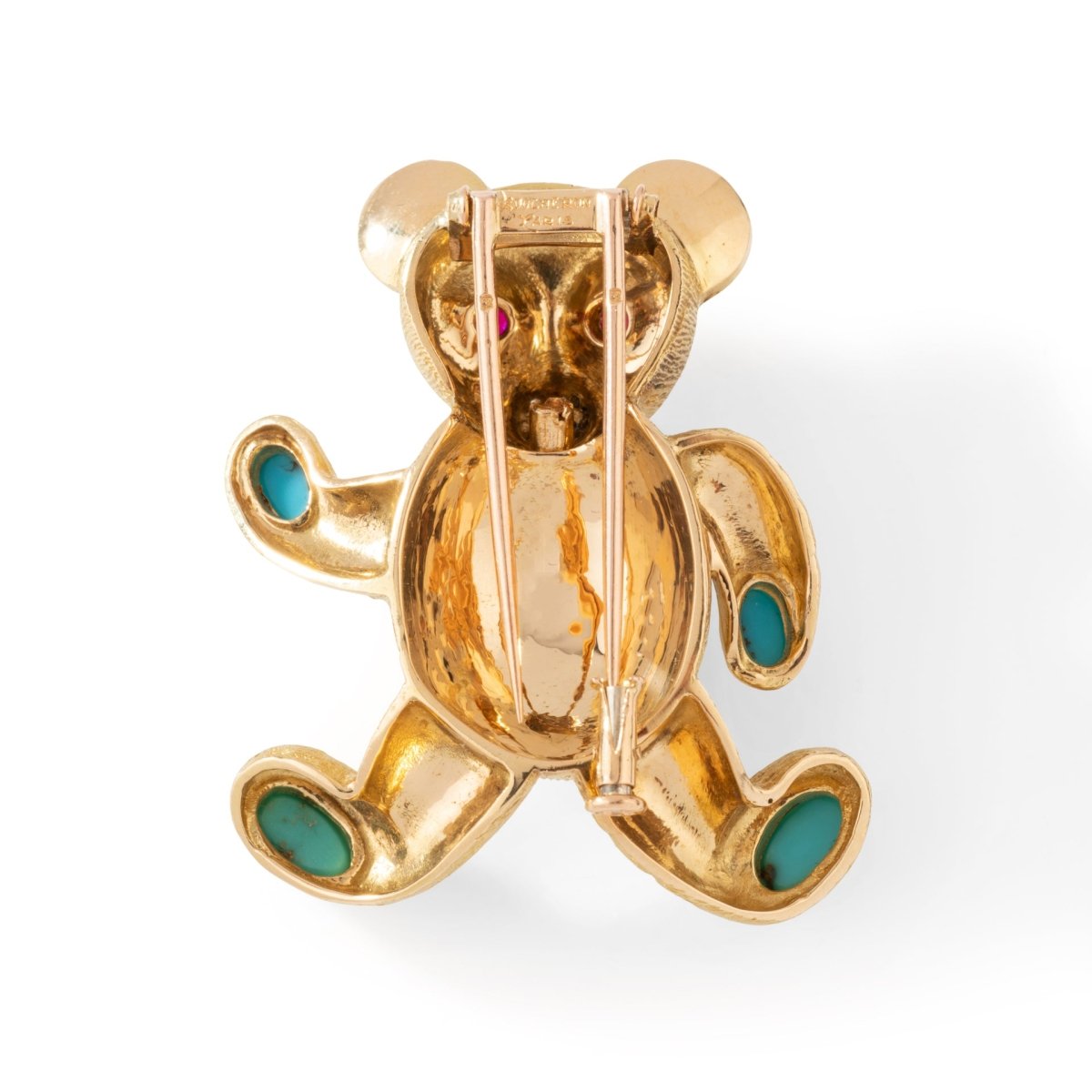 Broche Clip BOUCHERON Ours en or jaune, saphir, rubis, émeraudes, turquoises et diamants - Castafiore