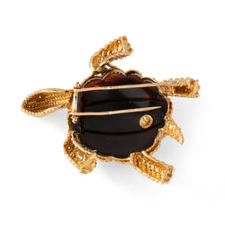 Broche Clip BOUCHERON Tortue en or jaune, turquoises et diamants - Castafiore