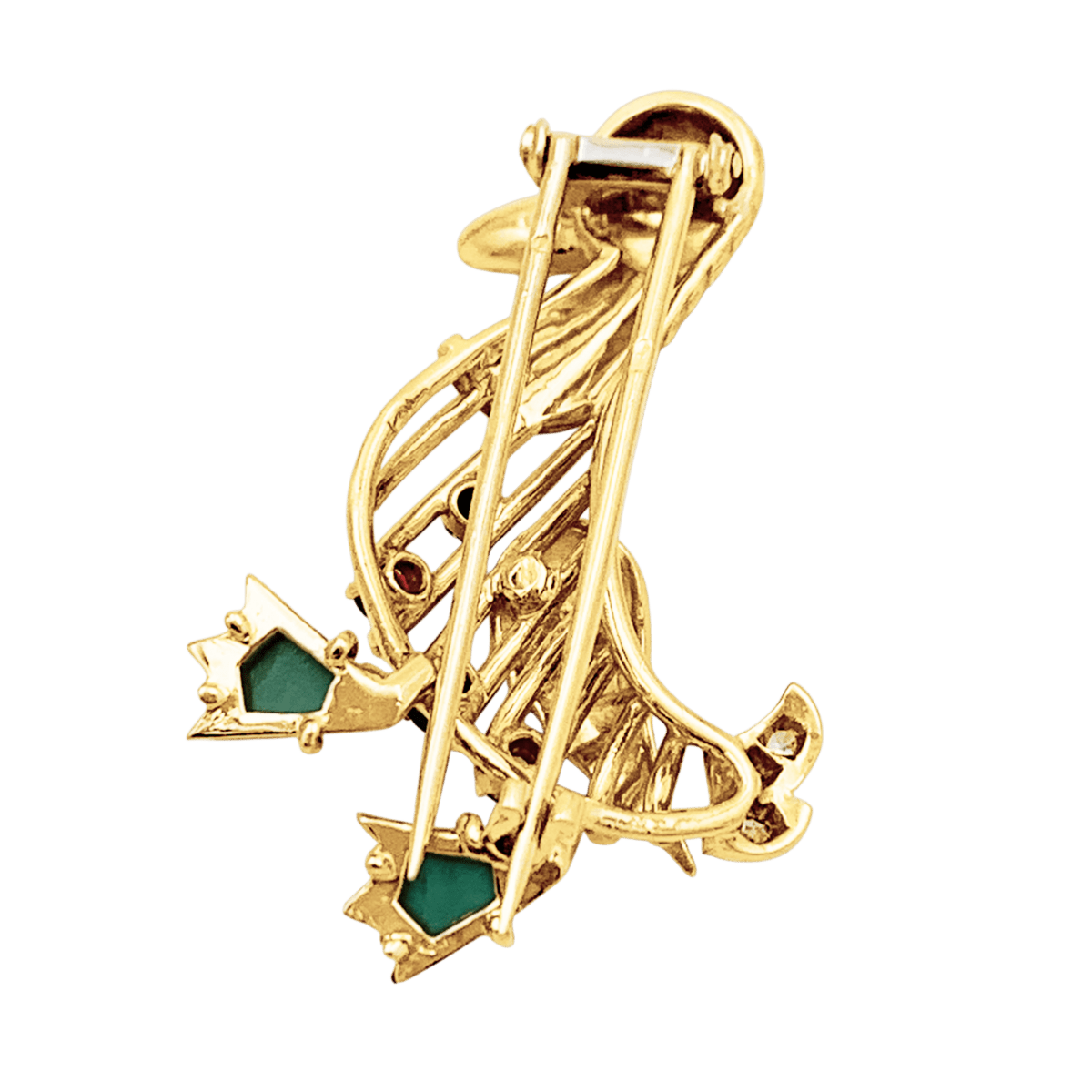 Broche Clip en or blanc, or jaune, rubis, émeraude, , turquoises, saphir et diamants - Castafiore
