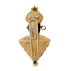 Broche Clip G.NARDI Moretto en or jaune, émeraudes et ébène - Castafiore