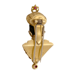 Broche Clip G.NARDI "Moretto" en or jaune, rubis et ébène - Castafiore